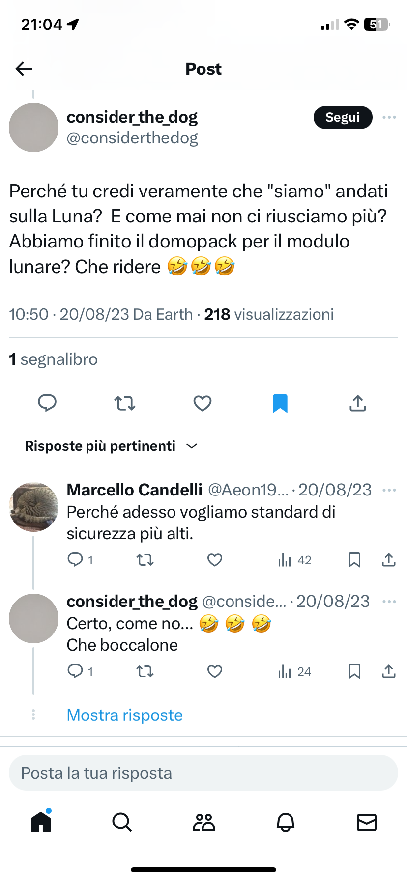 Post di @considerthedog su Twitter